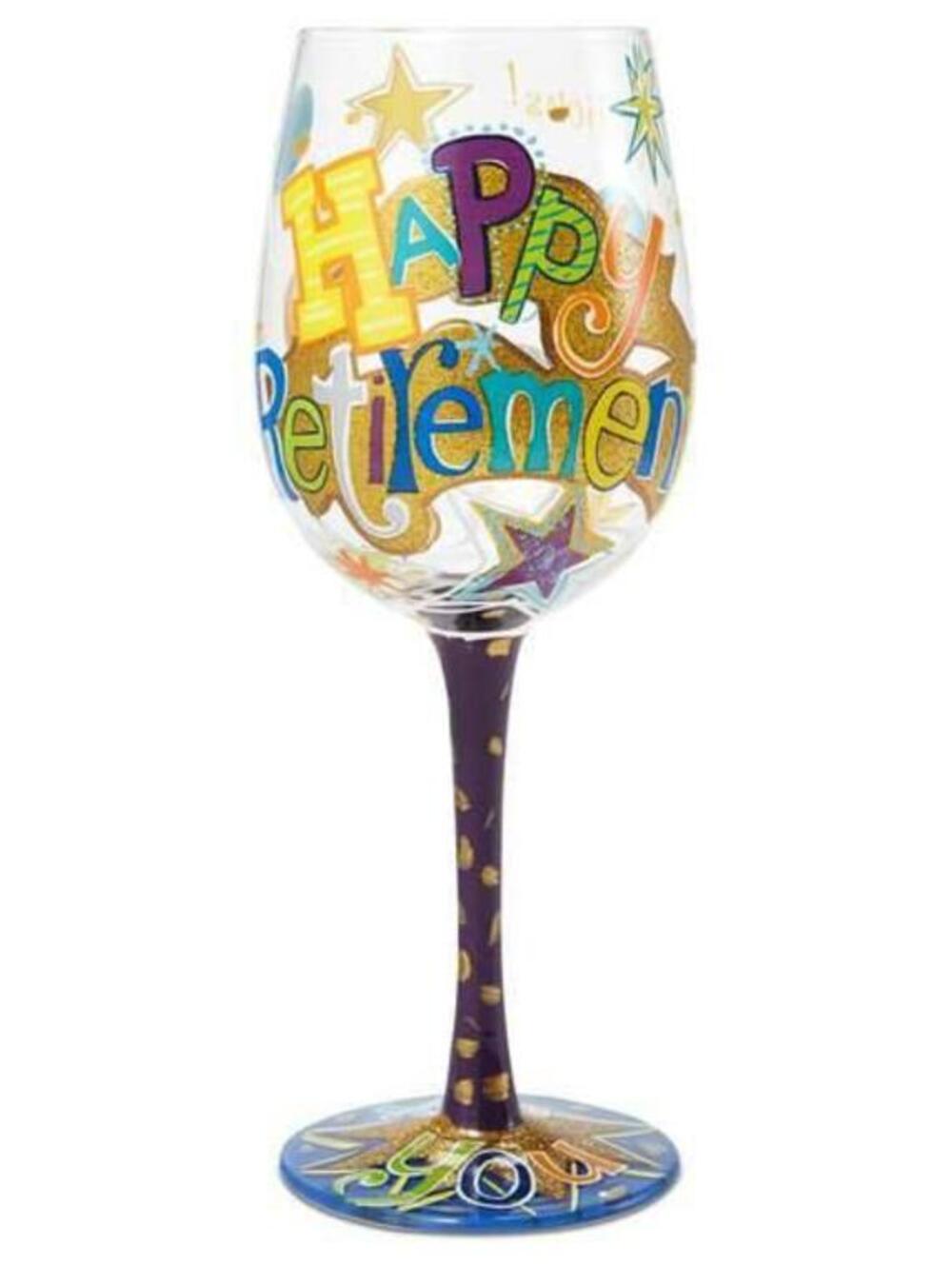 Original Lolita Happy Retirement Handpainted Wine Glass 15 oz